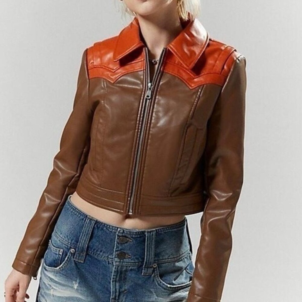 NWT Urban Outfitters Silence + Noise MariahFaux Leather Western Jacket - Medium